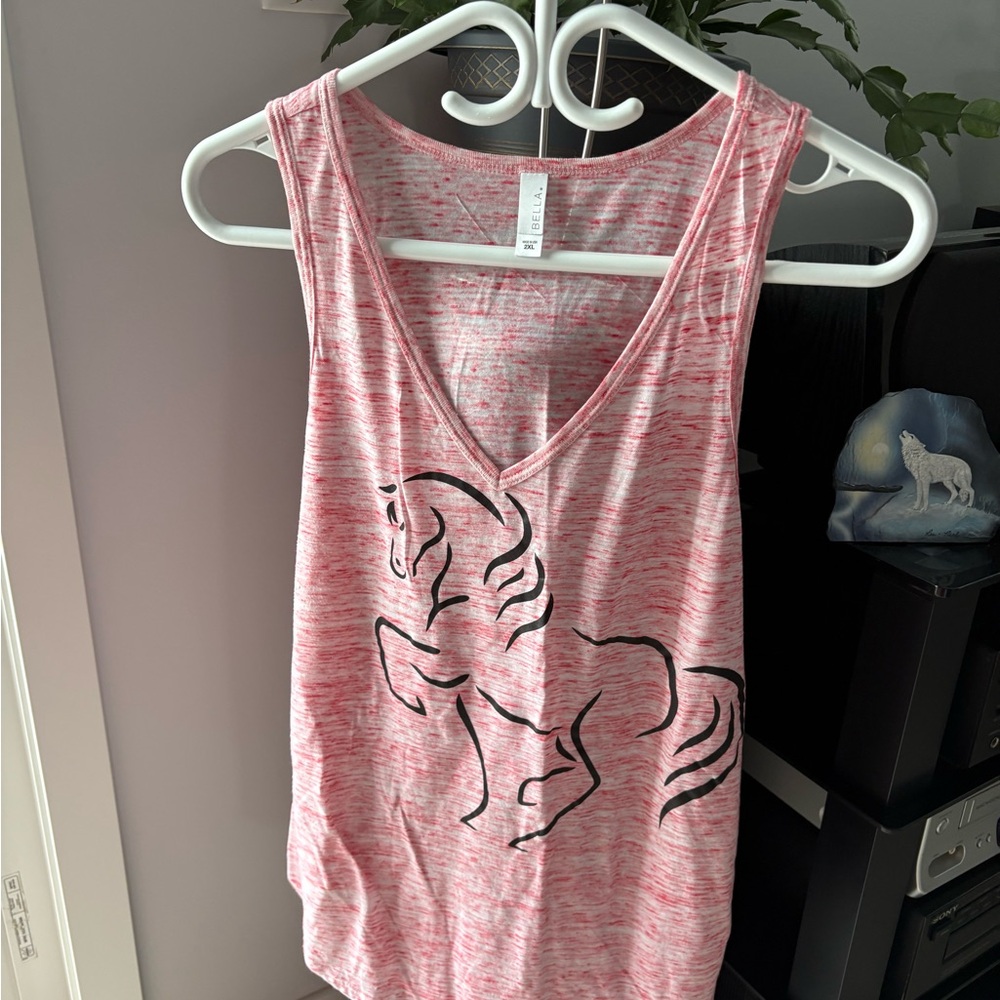 Abella Pink and Black Horse Graphic Tank Top